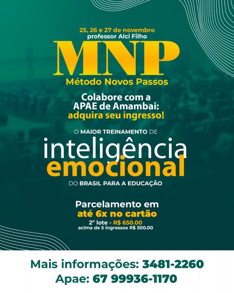 Colabore com a APAE de Amambai: adquira seu ingresso para o Curso de Inteligência Emocional