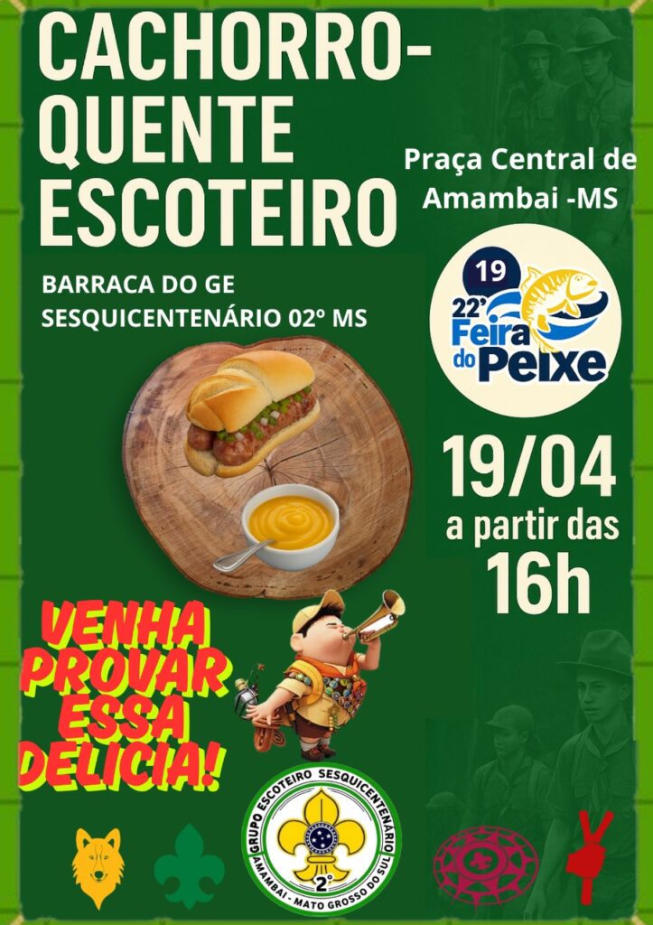 Escoteiros convidam população para saborear o tradicional “Cachorro-Quente Escoteiro” na Feira do Peixe