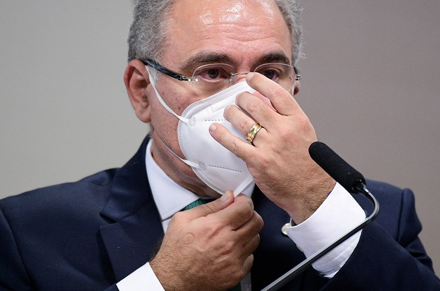 O ministro da Saúde, Marcelo Queiroga, durante a reunião da CPI da Pandemia, nesta quinta-feira / Foto: Pedro França/Agência Senado