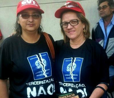 a Presidente e a vice do Simted de Amambai, Olga Mariano (D) e Marly Charão.