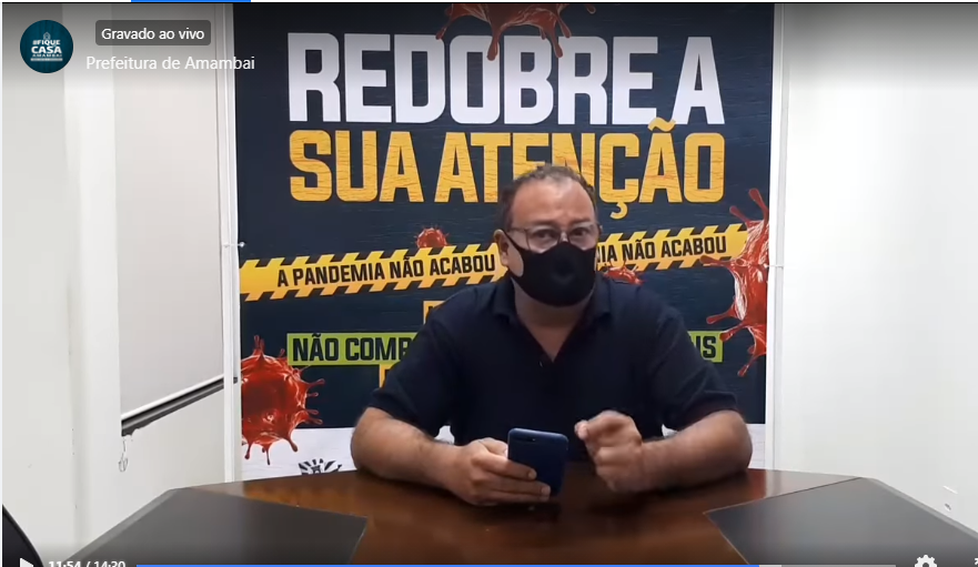 Dr. Bandeira transmitiu uma live falando da gravidade da situação da Covid-19 em Amambai / Foto: Arquivo - Reprodução