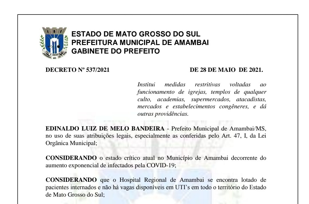 Decreto foi anunciado nesta sexta-feira (28) 