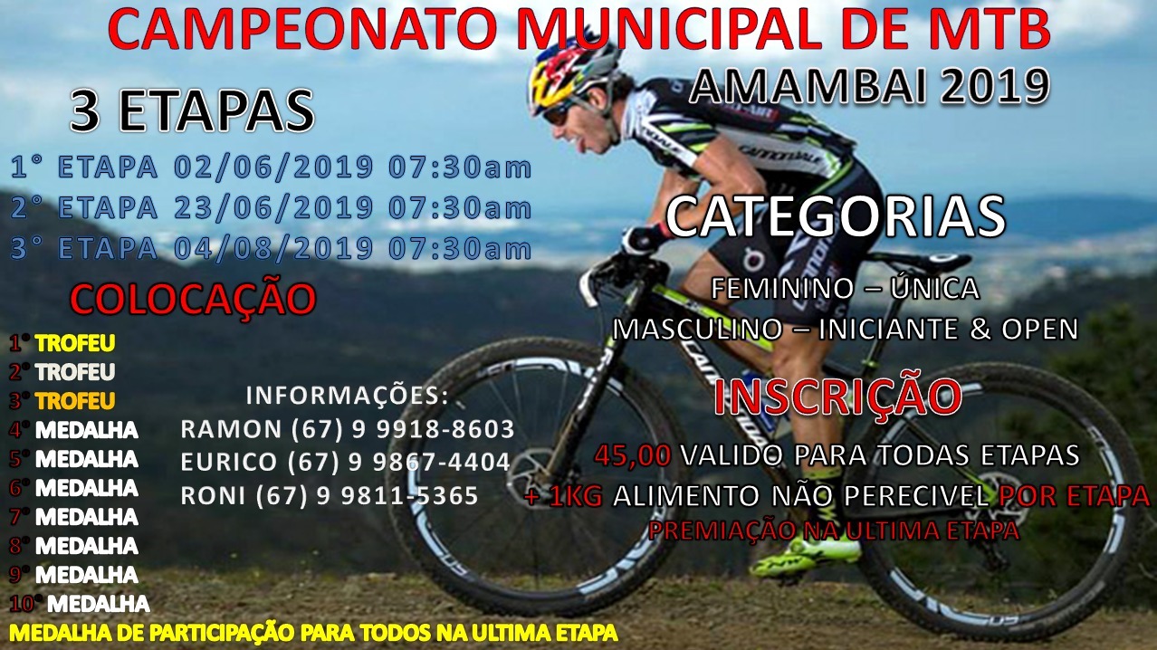 Campeonato Municipal de MTB acontece neste final de semana em Amambai