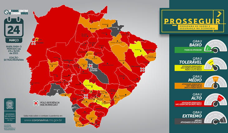 Mapa Prosseguir no dia 24 de março de 2021 / Foto: Divulgação