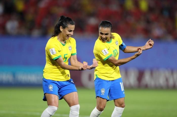 Marta marcou seu segundo gol na Copa do Mundo de 2019Foto: Rener Pinheiro / MoWA Press