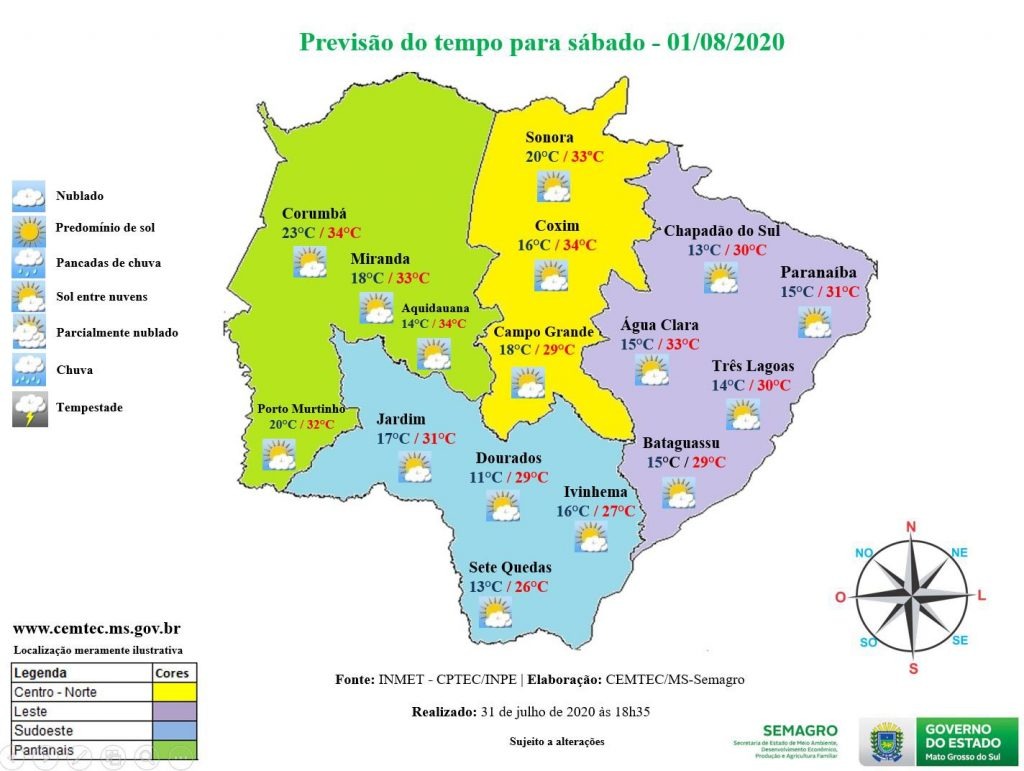 Agosto terá calor acima da média e chuva só na segunda quinzena em MS