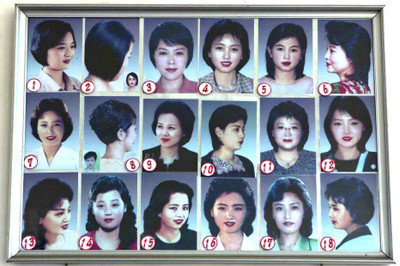 Quadro com os cortes de cabelo femininos que seriam permitidos na Coreia do Norte