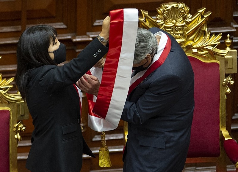 Francisco Sagasti assume a presidência do Peru como interino após renúncia de Merino, que ficou no poder por apenas seis dias após impeachment do então presidente Vizcarra - Cesar Von BANCELS / AFP