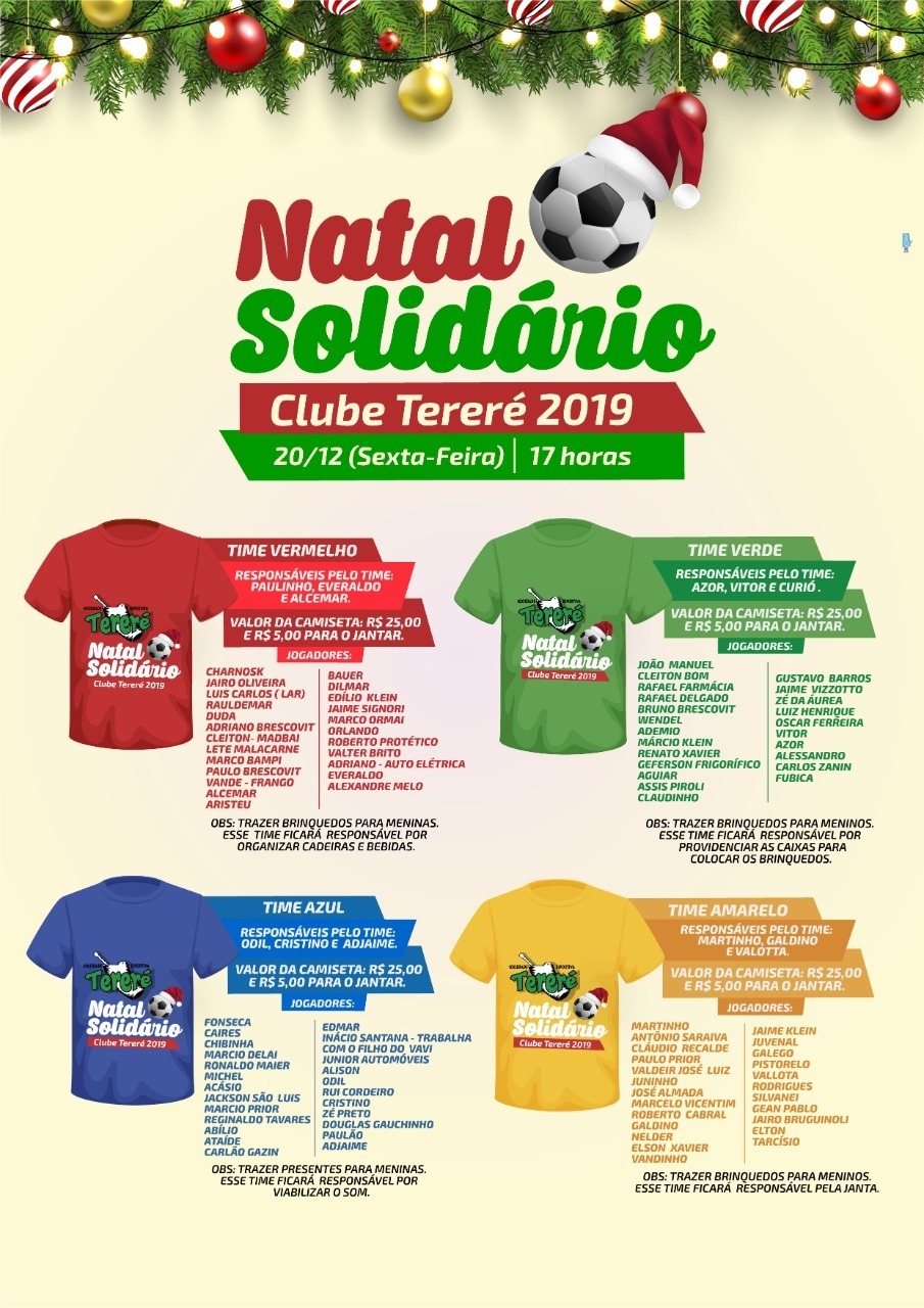 Natal Solidário do Clube Tereré acontece no dia 20 de dezembro