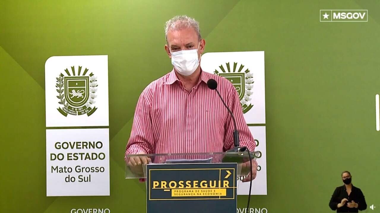 Secretário estadual de saúde, Geraldo Resende, durante transmissão na manhã de hoje (Foto: Reprodução/Facebook) 