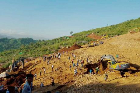 Deslizamento de terra em Myanmar deixa pelo menos 90 mortos
