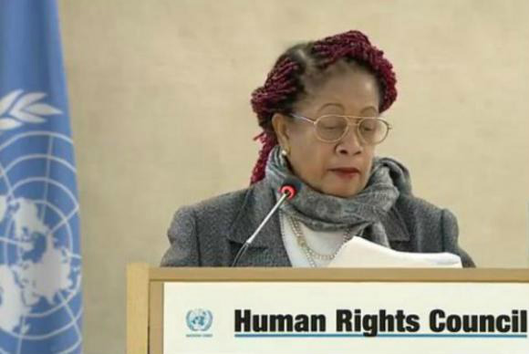 Ministra Luislinda Valois, durante discurso na 34ª sessão do Conselho de Direitos Humanos das Nações Unidas, em Genebra Foto: Divulgação 
