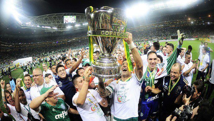 Jogadores do Palmeiras comemoram o título da Copa do Brasil (Foto: Marcos Ribolli)