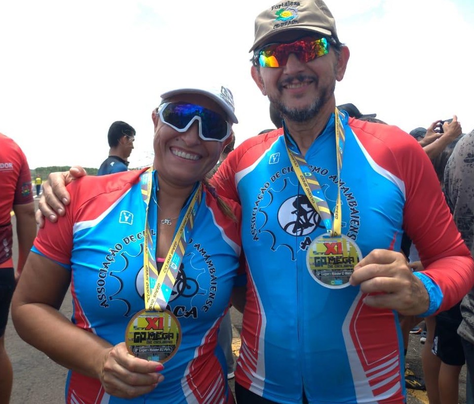 Luciana e Mário conquistaram pódio em evento de ciclismo em Campo Grande / Foto: Cedida por Luciana