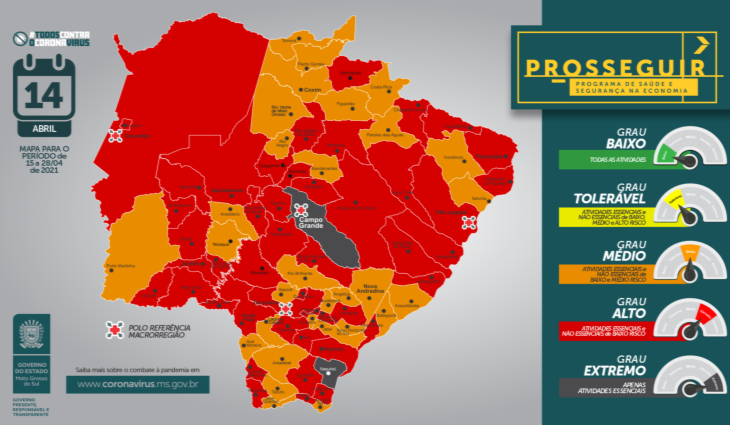 Mapa Prosseguir desta quarta-feira (14) / Foto: Divulgação