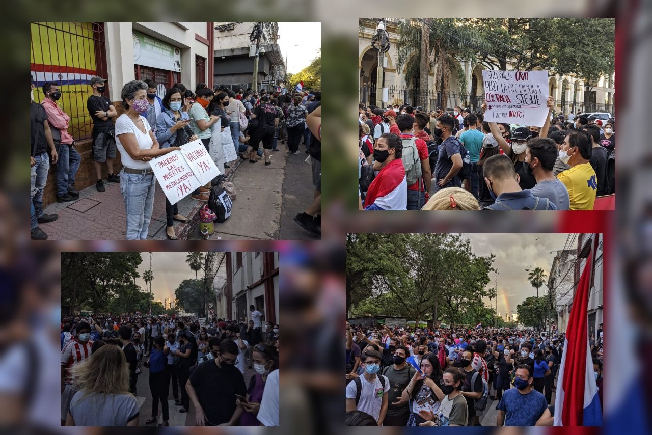 A manifestação no centro de Assunção reúne estudantes universitários, empresários e trabalhadores. / Foto: Divulgação